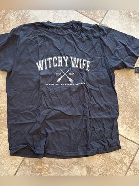 Witchy Wife Graphic Tee in Navy Blue